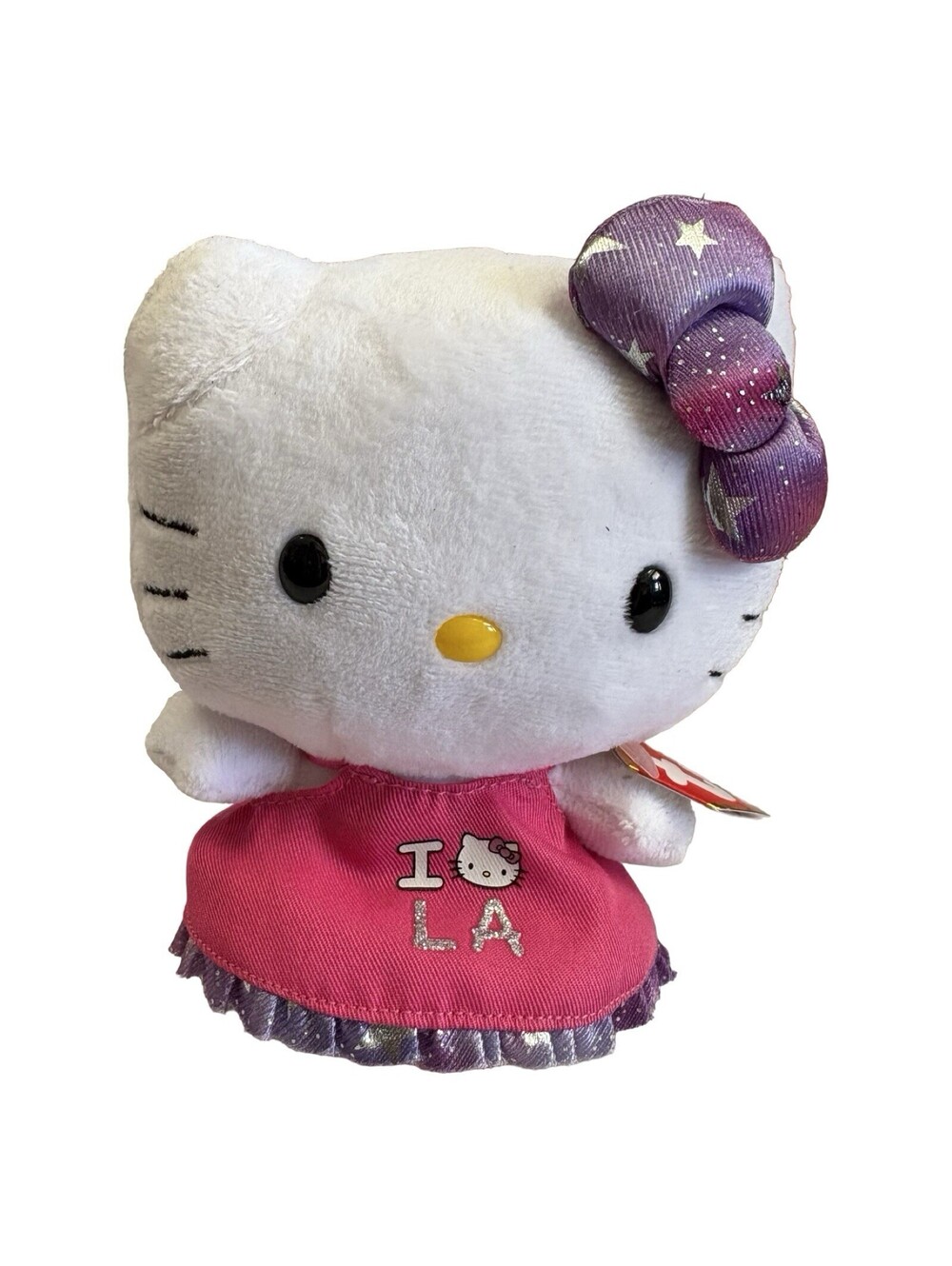 TY BEANIE BABIES HELLO KITTY Los Angeles  Dress with Purple Bow 6" Plush Toy NEW